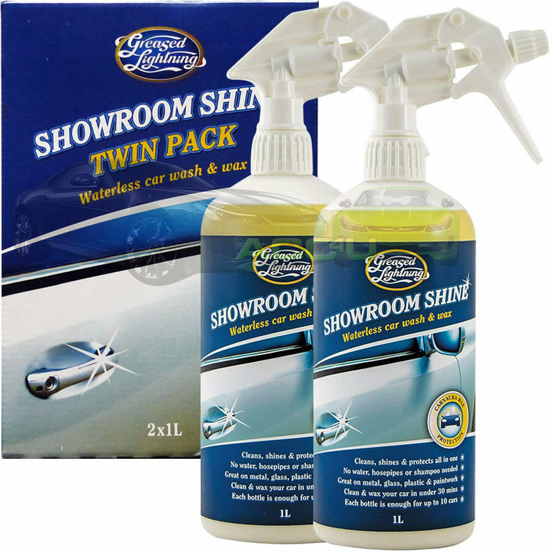 Greased Lightning Car Van Caravan Showroom Shine Waterless Wash & Wax Twin Pack