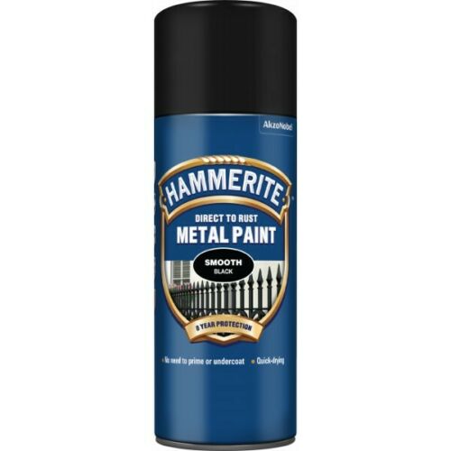 Hammerite Direct To Rust Metal Smooth BLACK Finish AEROSOL SPRAY Paint Can