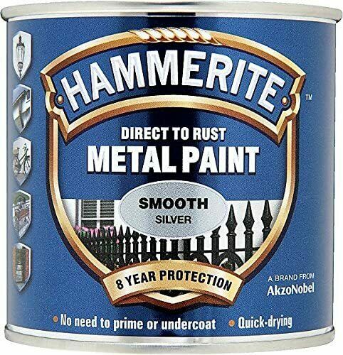 Hammerite Smooth SILVER Finish Direct To Rust Quick Drying Metal Paint 250ml Tin