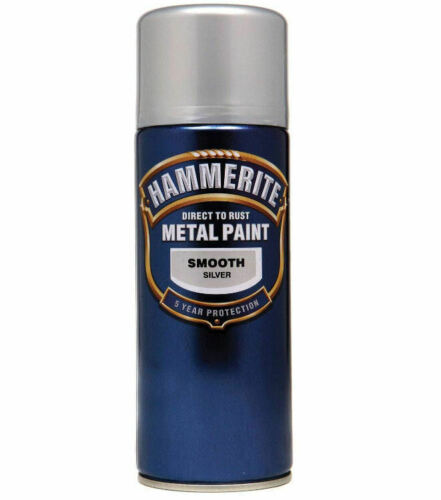 Hammerite Direct To Rust Metal Smooth SILVER Finish AEROSOL SPRAY Paint Can