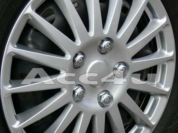 15" Silver Lightning Multi Spoke Car Wheel Trims Hub Caps Covers Set+Dust Caps+Ties