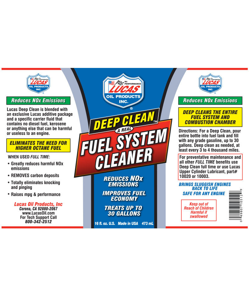 Lucas Oil Car Engine Deep Clean Fuel Injector Emissions System Cleaner 473ml