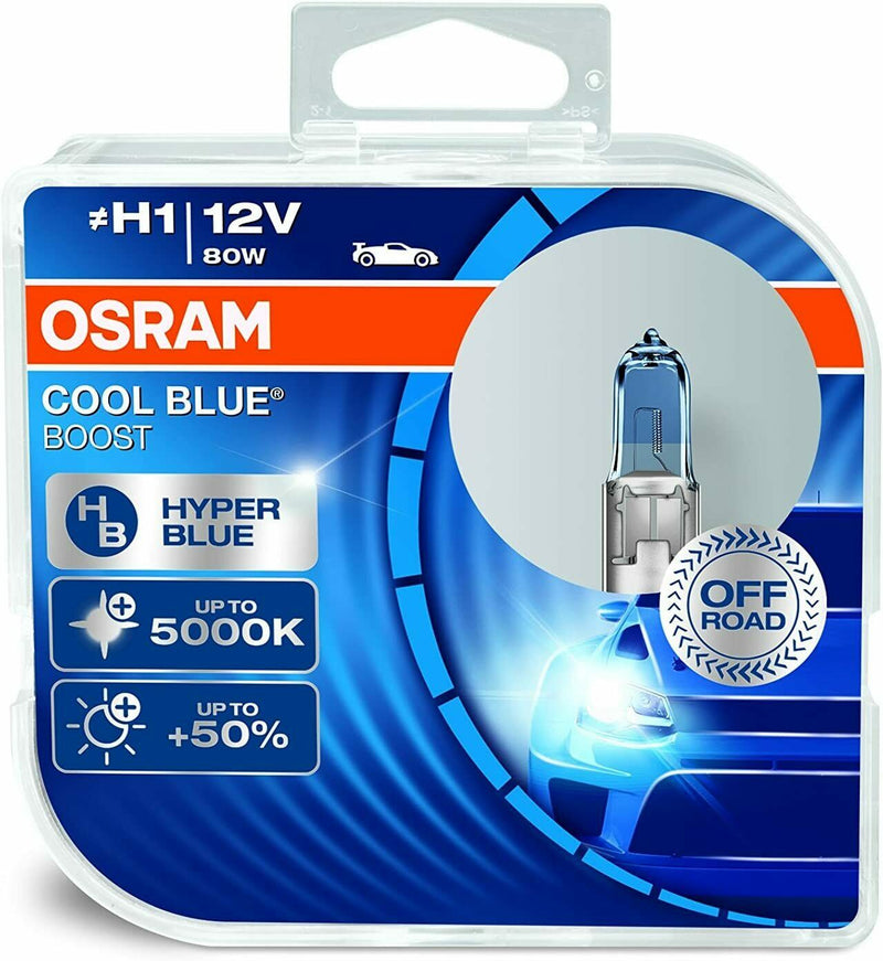Osram Cool Blue Boost 12v H1 5000K White Xenon Light Car Upgrade Headlight Bulbs Set