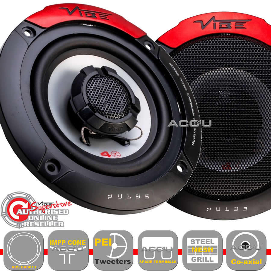 Vibe Audio Pulse Series 4" inch 100mm 240w Car Door Shelf Coaxial Speakers Set