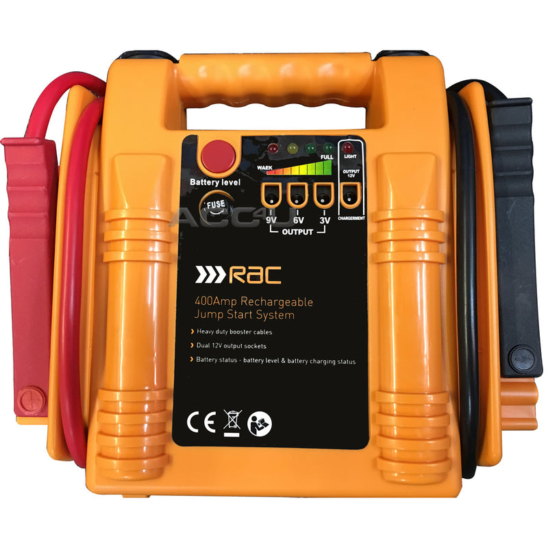 RAC 12v 400A Portable Car Battery Booster Jump Starter Power Pack