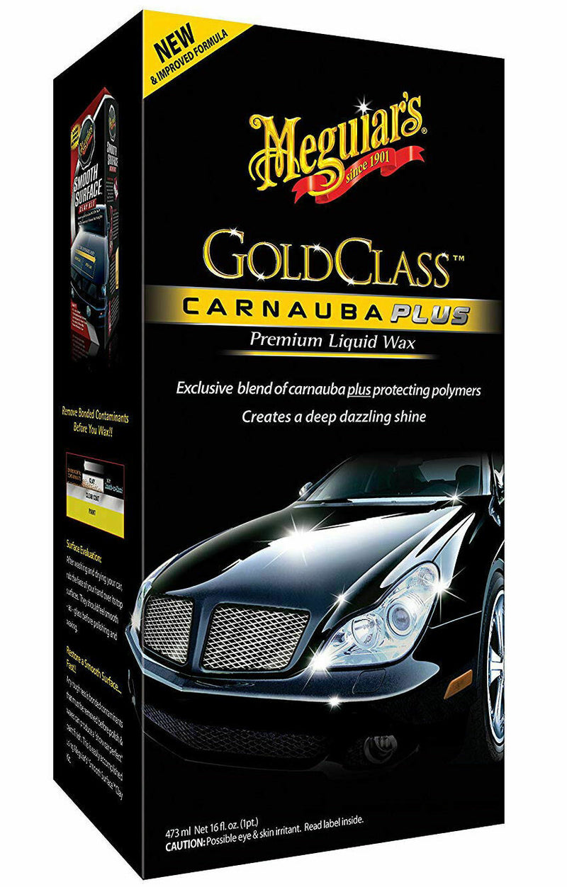 Meguiars Gold Class Car Carnauba Plus Premium Liquid Wax For Shine+Cloth+Pad