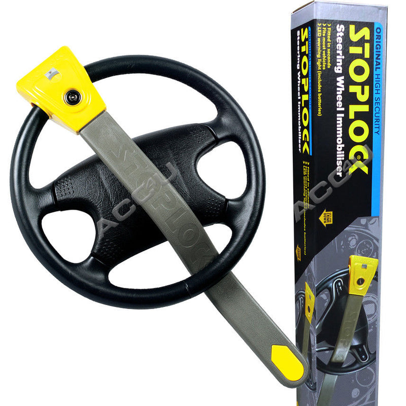 StopLock Original Robust High Security Flashing LED Car Steering Wheel Lock Immobiliser