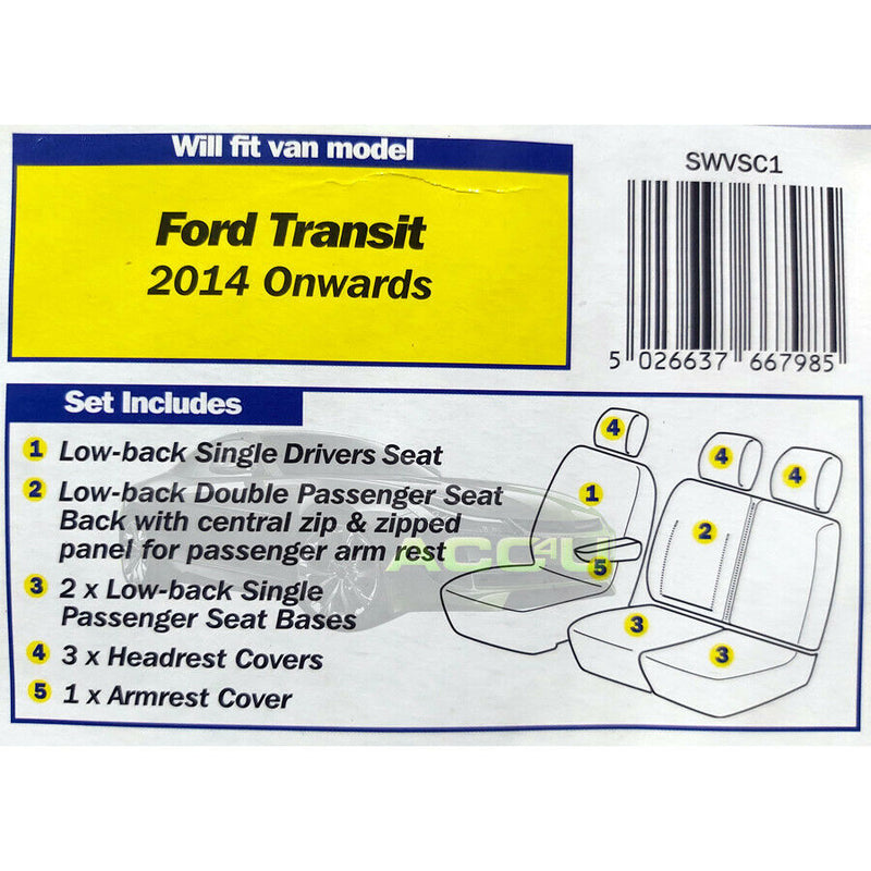 For Ford Transit Van 2014> Onwards Tailored Heavy Duty Waterproof Seat Covers Set