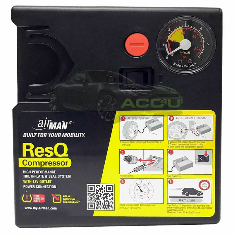 Airman ResQ OEM Car Flat Tyre Puncture Repair Fix Sealant 12v Air Compressor Kit