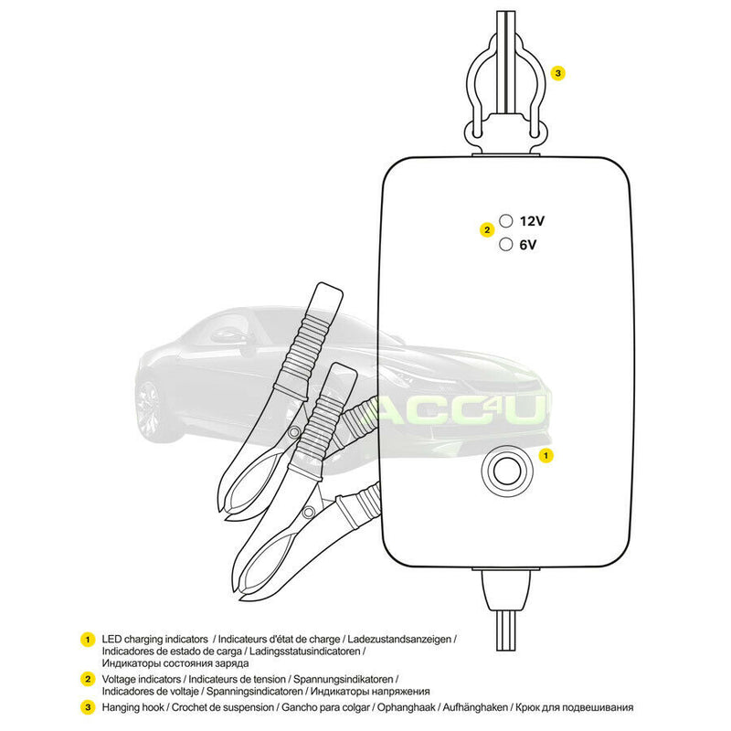 Ring RSC701 6v 12v 1A Start/Stop Car Bike Boat Smart Maintenance Battery Charger