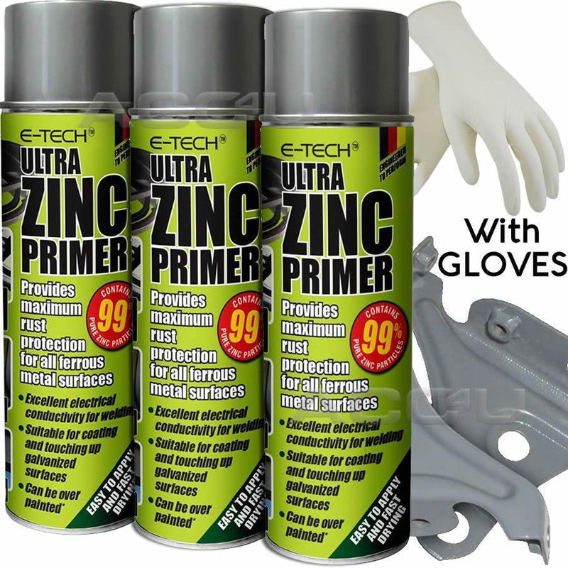 E-Tech Ultra Zinc Primer Rust Preventer Spray Paint Can For All Ferrous Metal Surfaces