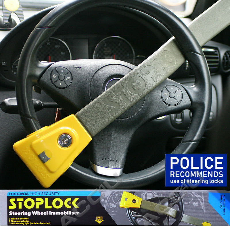 StopLock Original Robust High Security Flashing LED Car Steering Wheel Lock Immobiliser