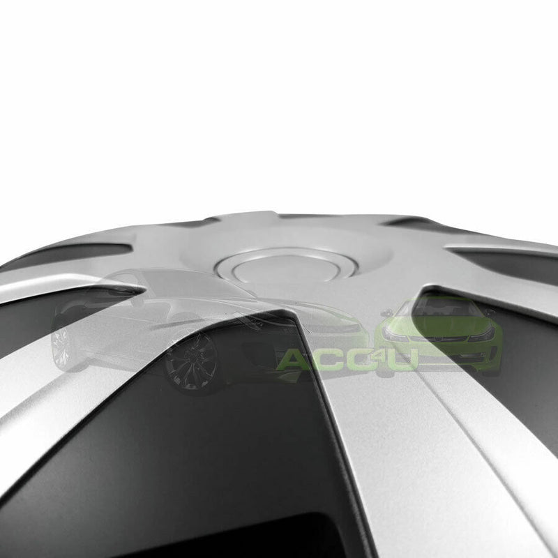 16" Silver Black Van Motorhome Deep Dish Wheel Trims Hub Caps Covers Set+Caps+Ties