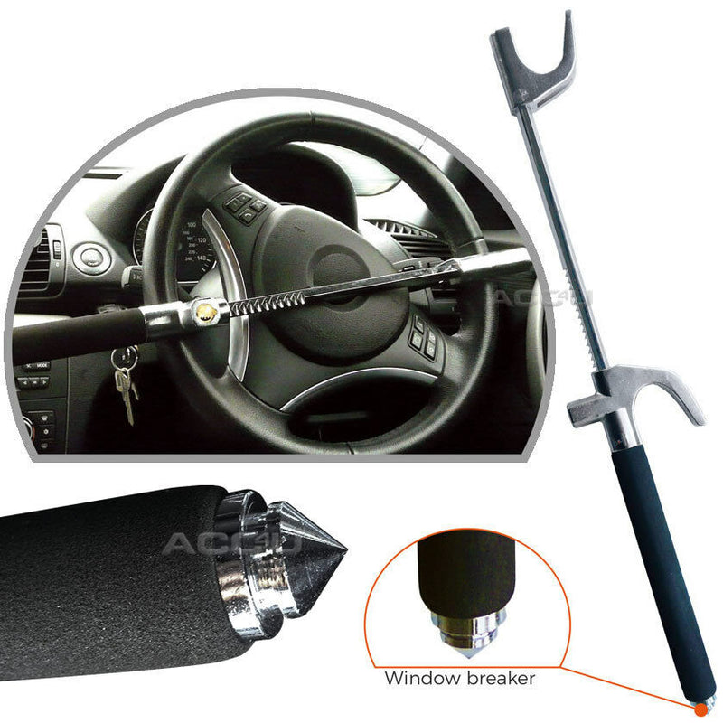 Steel Aluminium Car Anti Theft Steering Wheel Lock With Built-In Window Breaker