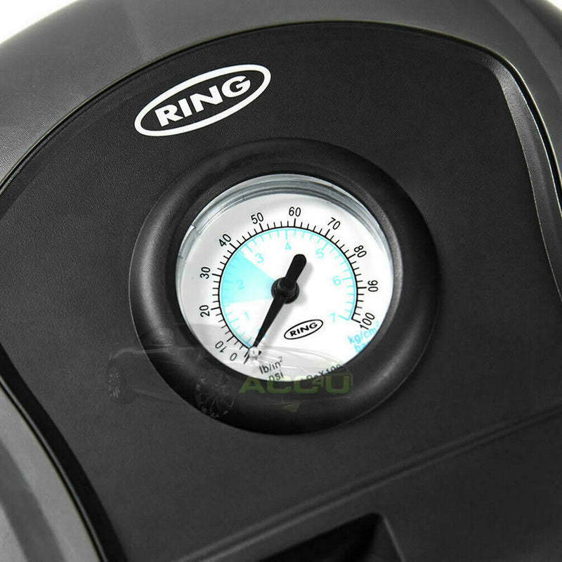 Ring RTC100 12v Plug Analogue Gauge Car Tyre Air Compressor Inflator Pump