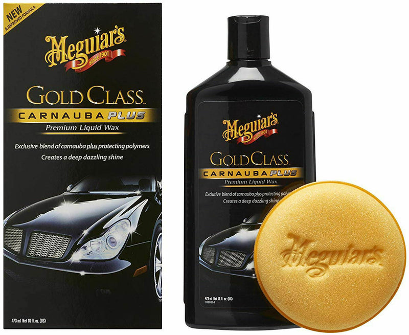 Meguiars Gold Class Car Carnauba Plus Premium Liquid Wax For Shine+Cloth+Pad