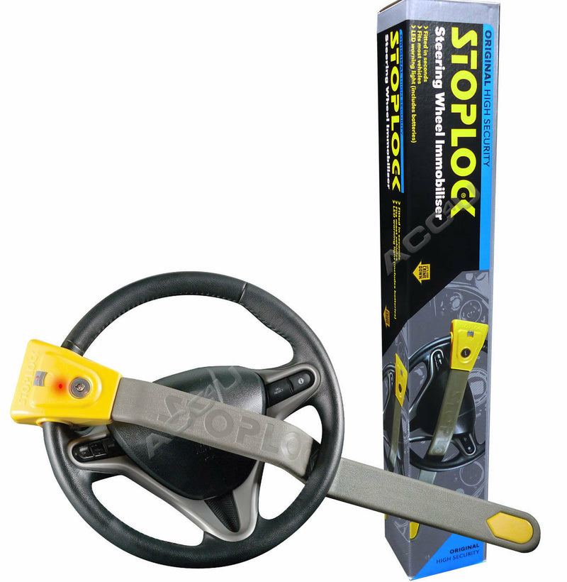 StopLock Original Robust High Security Flashing LED Car Steering Wheel Lock Immobiliser