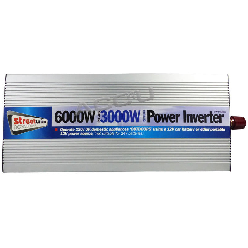 12v Car Battery to 230v Home Mains Socket USB 6000w Peak Power Inverter SWINV3000