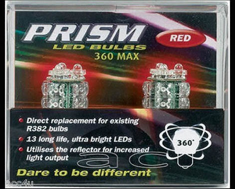 Prism 12v Car 382 P21W BA15s Red 360 Degree LED Brake Stop Or Tail Light Bulbs Pair