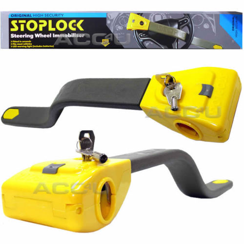 StopLock Original Robust High Security Flashing LED Car Steering Wheel Lock Immobiliser