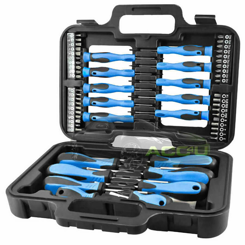 58 Pieces CR-V Flat Cross T Type Hex Star Square Pozi Screwdriver & Bit Bits Set