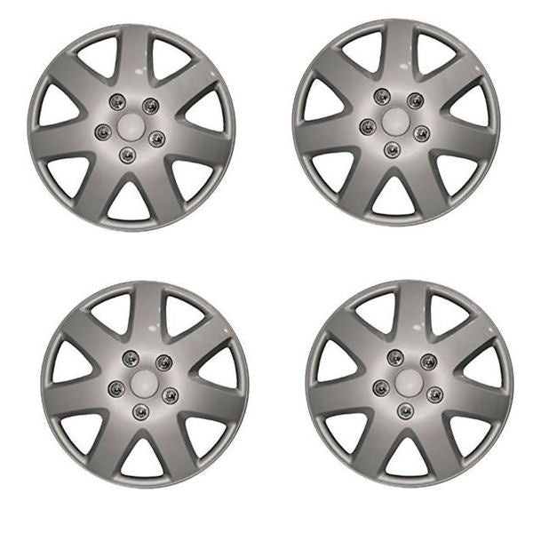 14" Silver Tempest Multi Spoke Car Wheel Trims Hub Caps Covers Set+Dust Caps+Ties