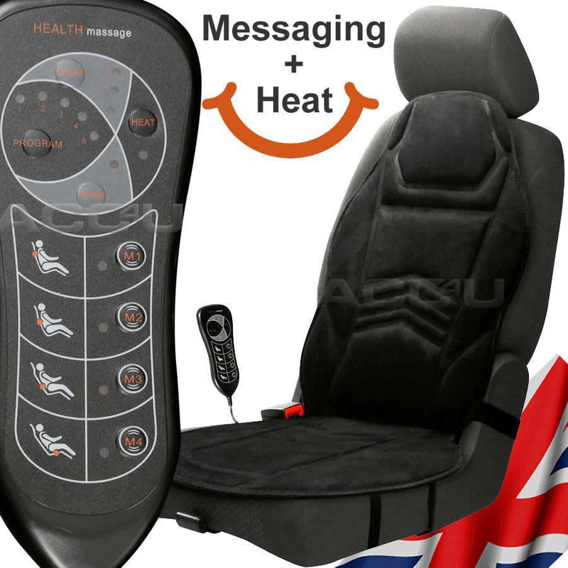 12v Plug Car Van Taxi 5 Function Back Heated Heat Massaging Single Seat Cushion
