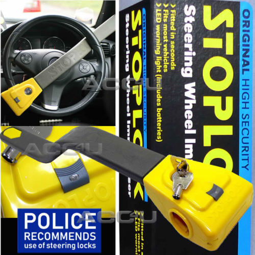 StopLock Original Robust High Security Flashing LED Car Steering Wheel Lock Immobiliser