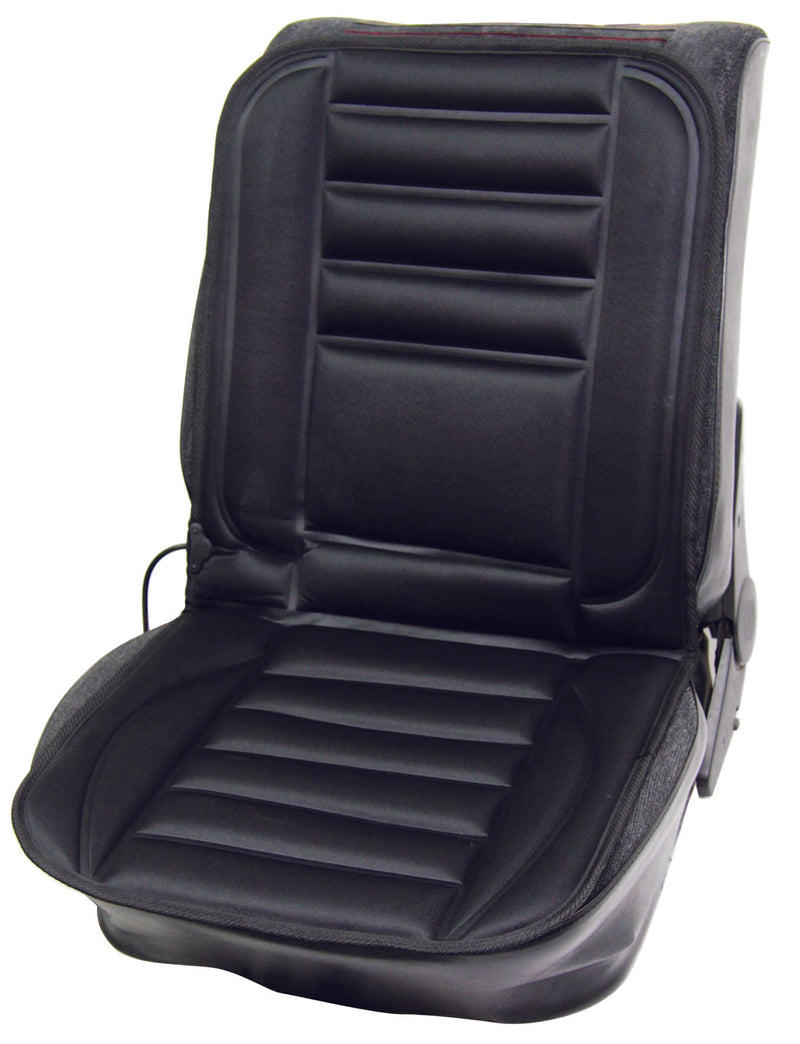 SW 12v In Car Van Plug Black Front Single Seat Cover Thermal Heated Support Cushion