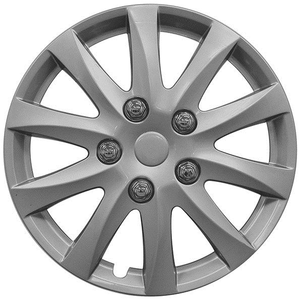 14" Silver Phoenix Multi Spoke Car Wheel Trims Hub Caps Covers Set+Dust Caps+Ties