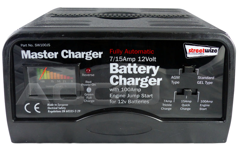 12v 7/15A Automatic Car Van Leisure Battery Charger With 100A Engine Jump Start Starter