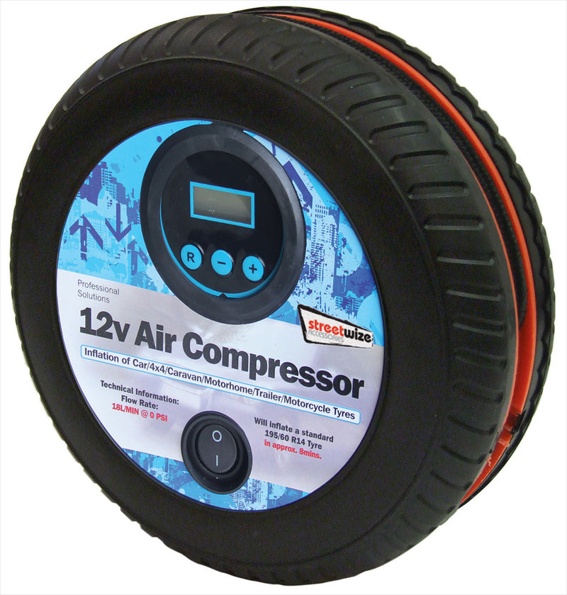 12v Car Compact Mini Tyre Shape Digital Gauge Air Compressor Inflator Pump SWAC15