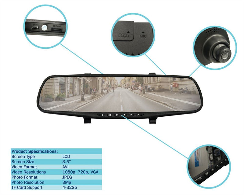 In Car Interior Rear View Mirror Mount HD Dash Cam Camera Video Journey Recorder