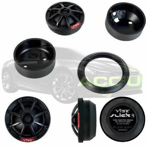 Vibe Audio SLICK1 V7 150w Car Door Silk Dome Tweeters & Inline Passive Crossovers Set +Caps