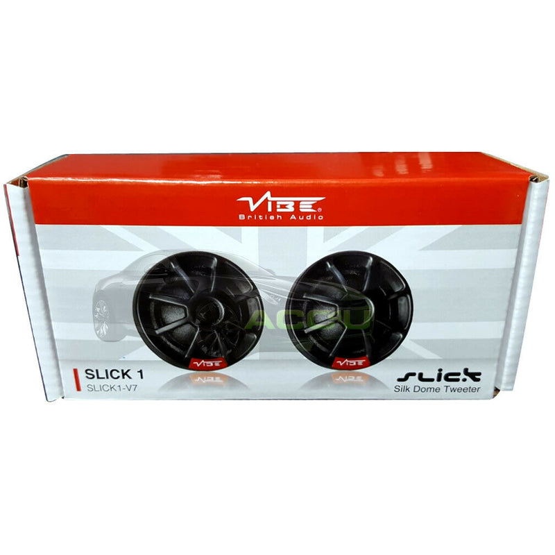 Vibe Audio SLICK1 V7 150w Car Door Silk Dome Tweeters & Inline Passive Crossovers Set +Caps