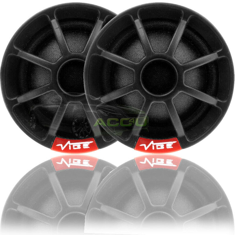 Vibe Audio SLICK1 V7 150w Car Door Silk Dome Tweeters & Inline Passive Crossovers Set +Caps